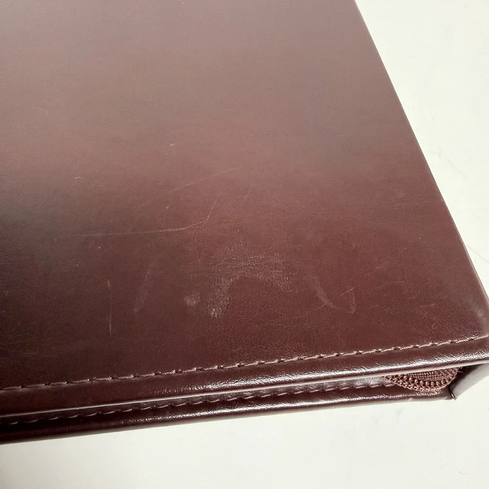 Vintage Cambridge 3 Ring Zipper Padfolio Portfolio Binder 13x10‎ Brown Organizer